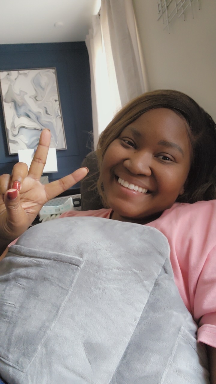 The day after my double mastectomy and reconstruction.